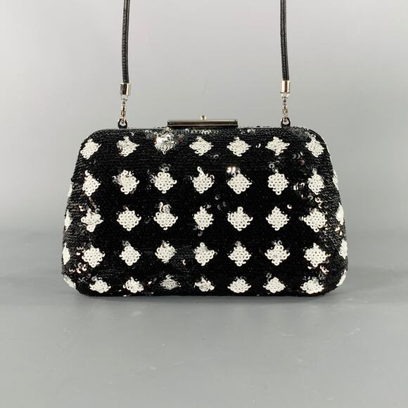 BALENCIAGA Black White Sequined Evening Handbag - Picture 1 of 6